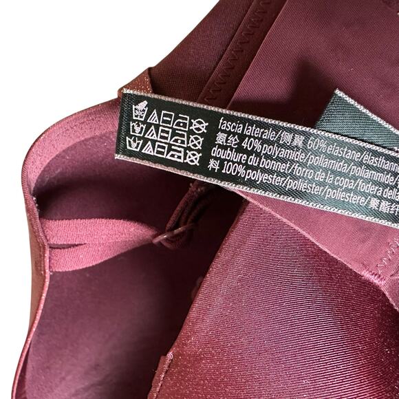 VS Victoria's Secret Burgundy Gold Metallic Lined Demi Bra Women's Size 34DDD - Picture 8 of 8